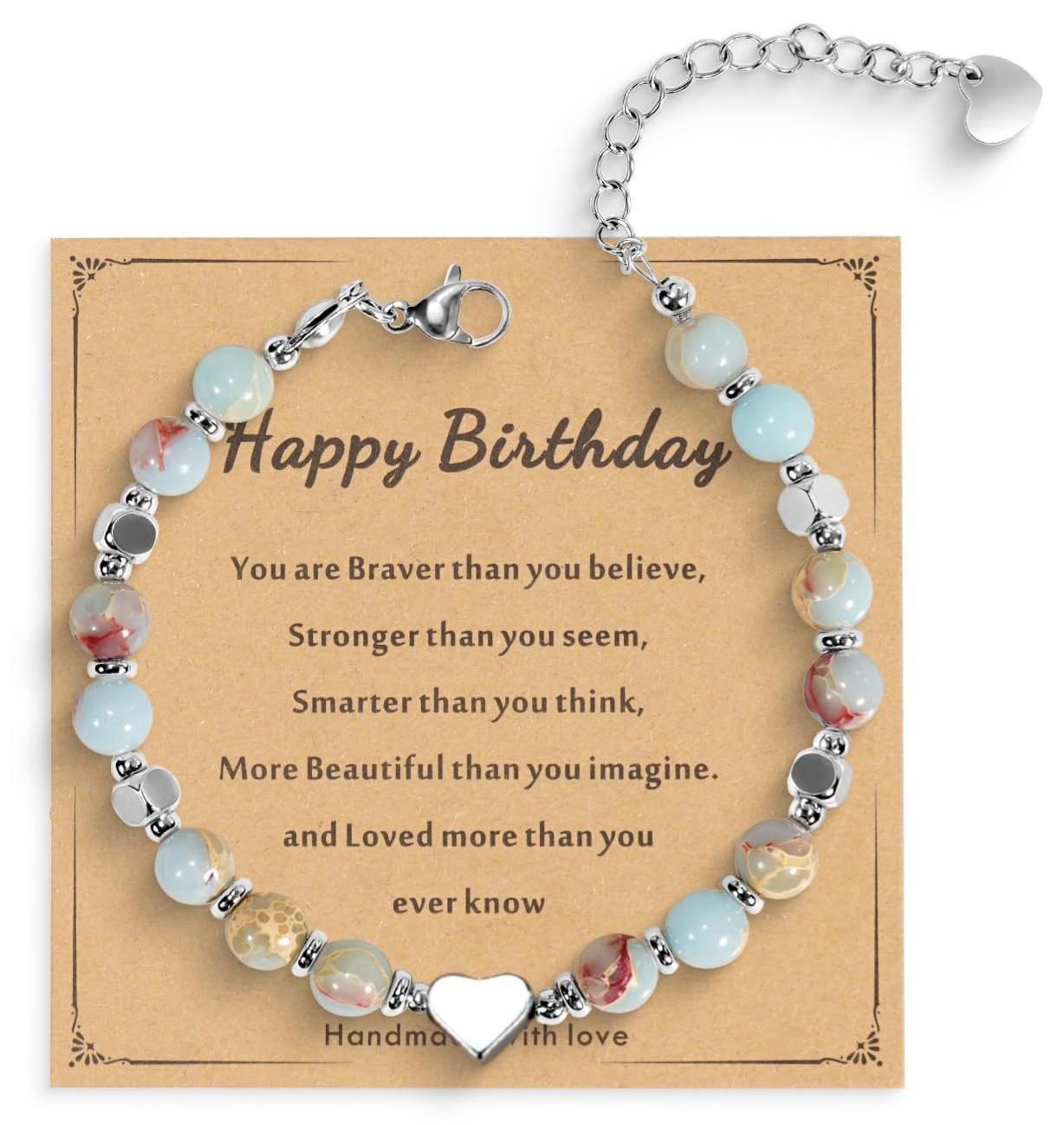 Minimalist Stainless Steel Square Bead Heart Charm Bracelet Adjustable Unisex Jewelry