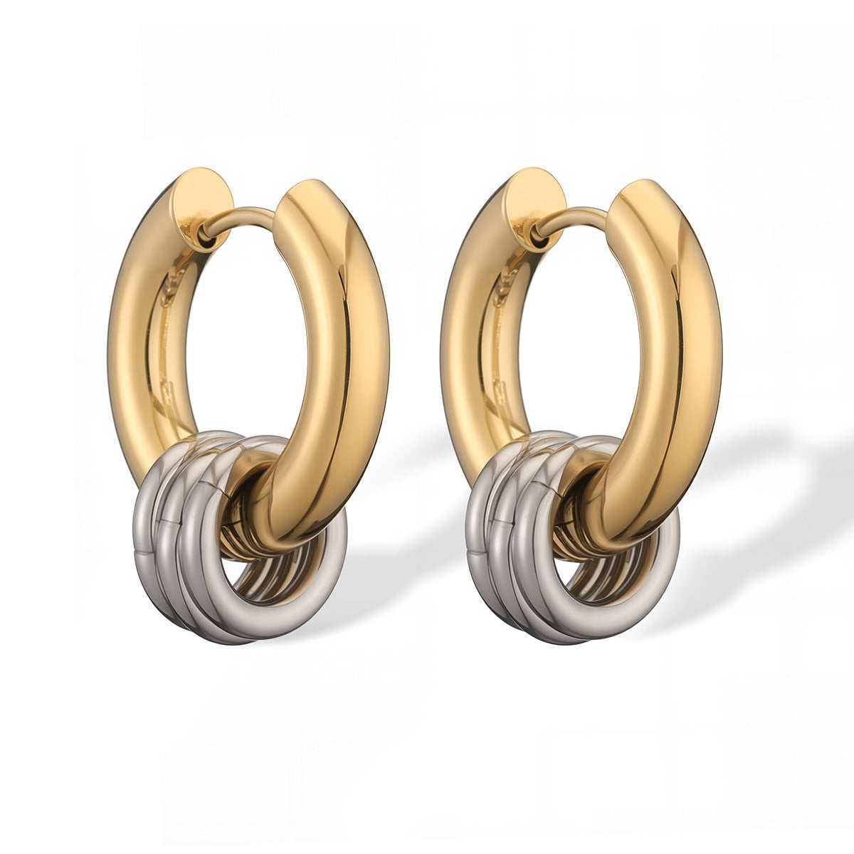 Minimalist Geometric Stainless Steel Hoop Earrings with 18K Gold Plating for Women