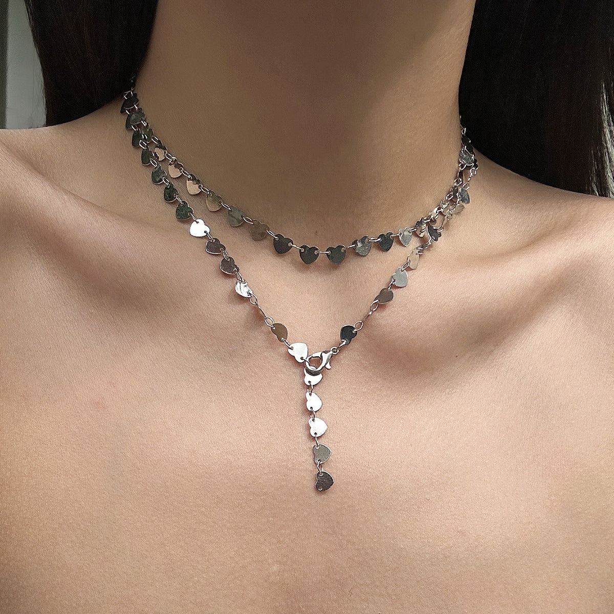 Collar largo bohemio chic con colgante en forma de corazón para mujer con detalle de borla, chapado en cobre, cadena tipo O, estilo para llevar en capas