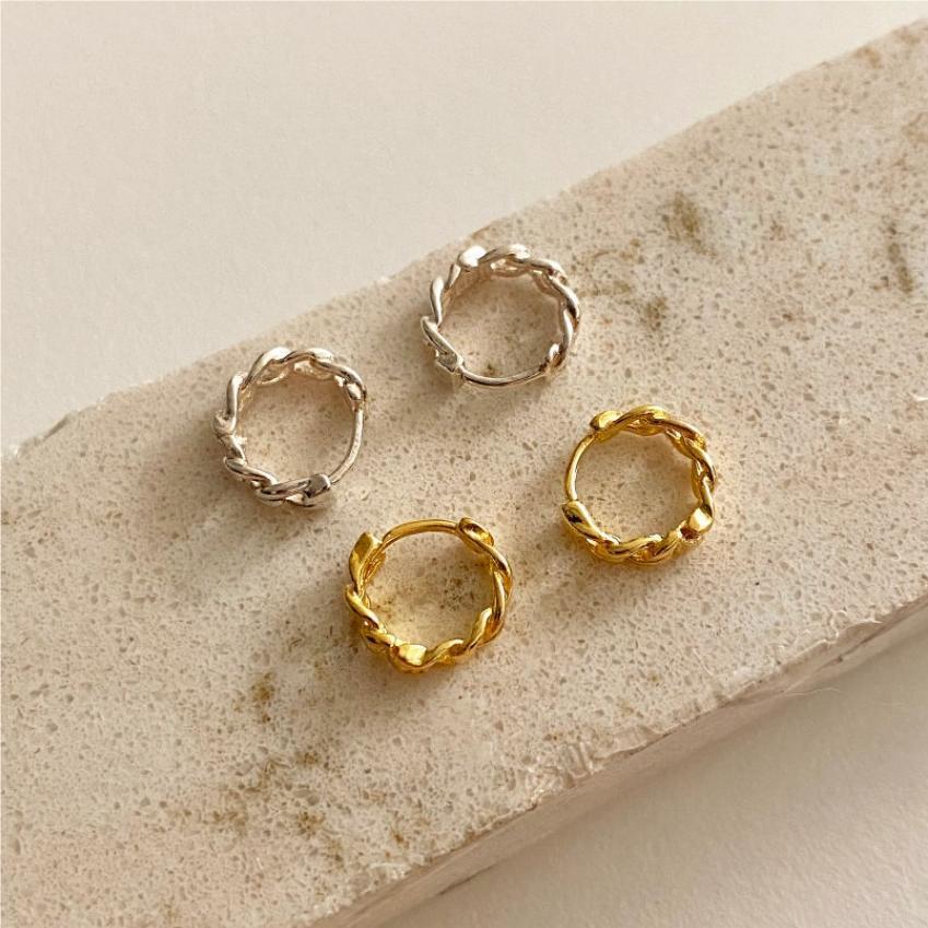 Sweet 925 Sterling Silver Plated Floral Geometric Cable Chain Earrings for Women