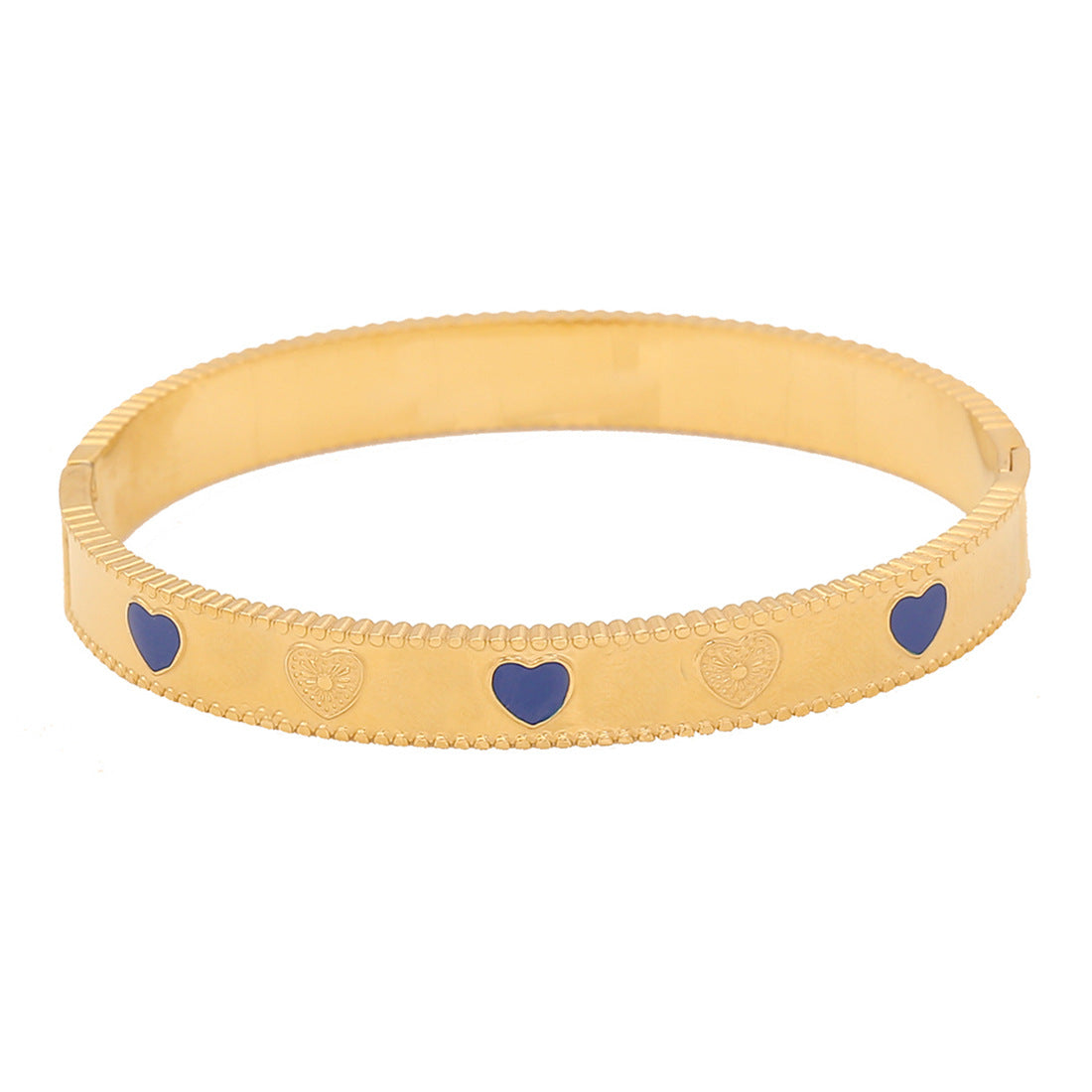 Braccialetto vintage da donna a forma di cuore in acciaio inossidabile con finitura placcata