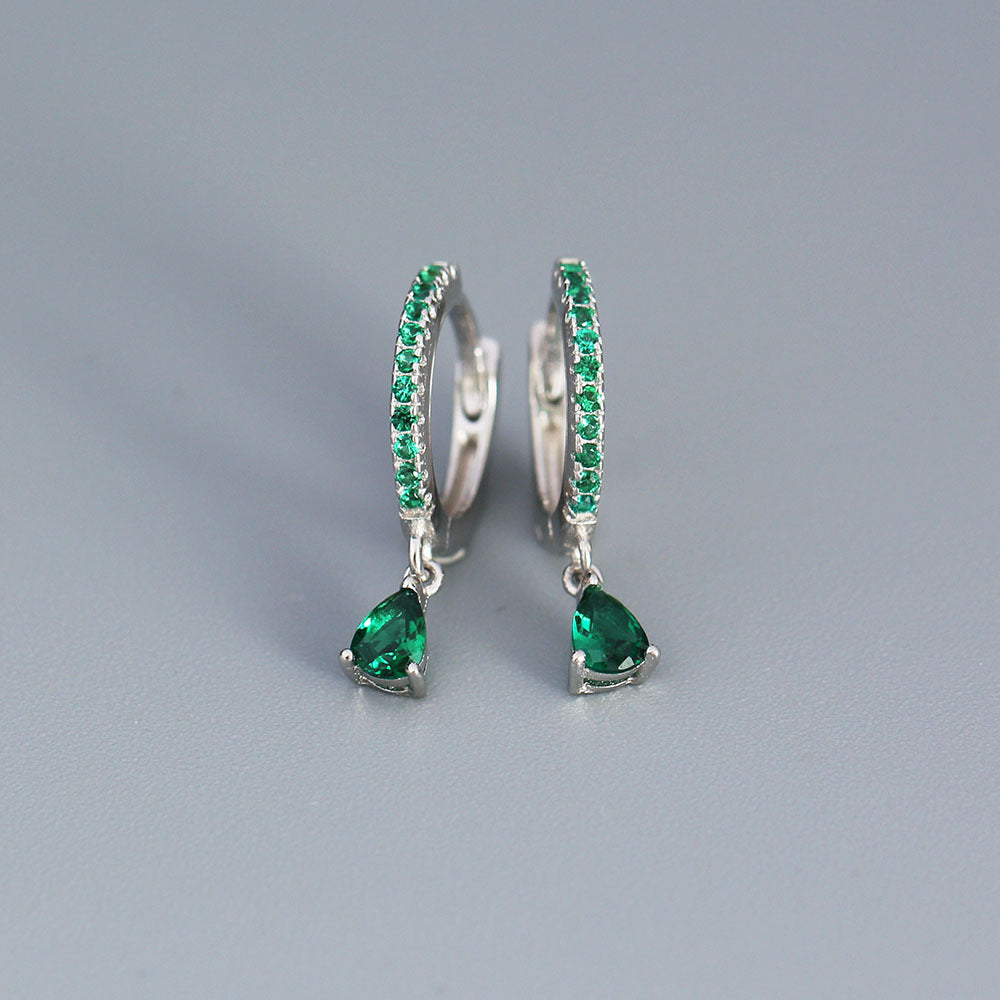 Luxury Elegant 925 Sterling Silver Teardrop Geometric Diamond Hoop Earrings for Women