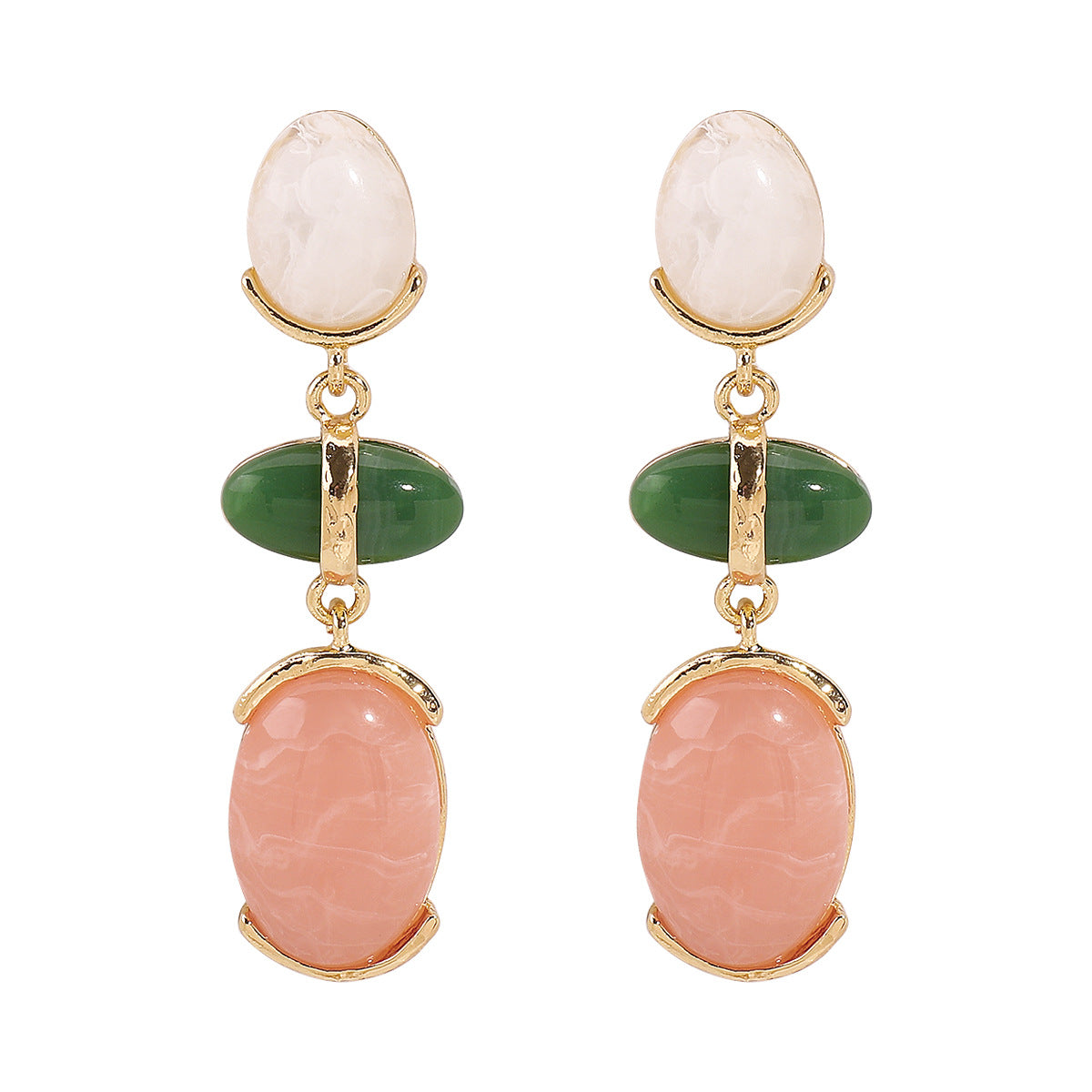 Pendientes colgantes minimalistas geométricos de aleación de acrílico y resina para mujer con postes de acero inoxidable chapado