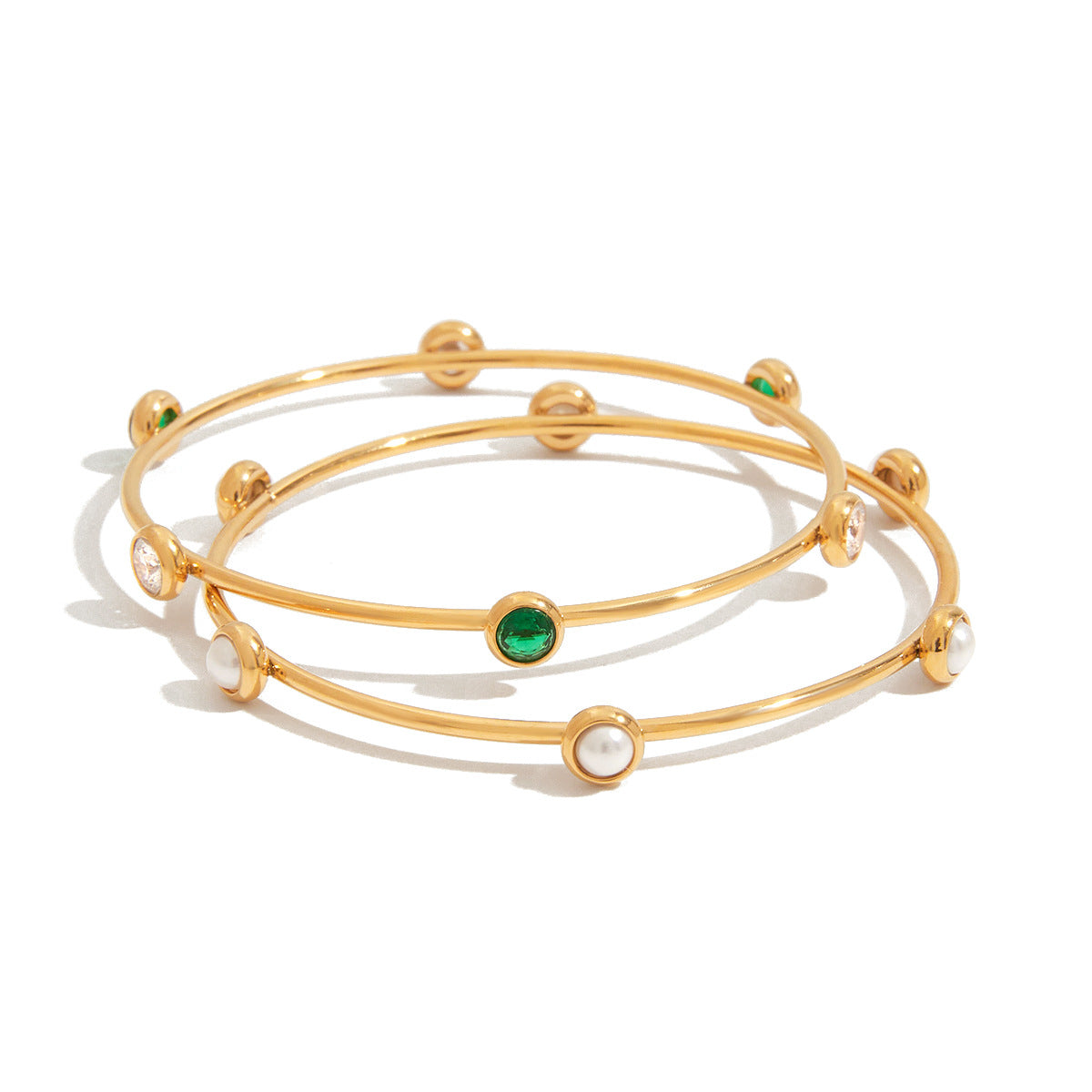 18K Gold Plated Stainless Steel Pearl Bracelet for Women