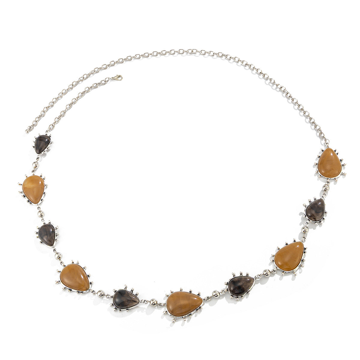 Minimalist Geometric Teardrop Zinc Alloy Body Chain with Rivet Details