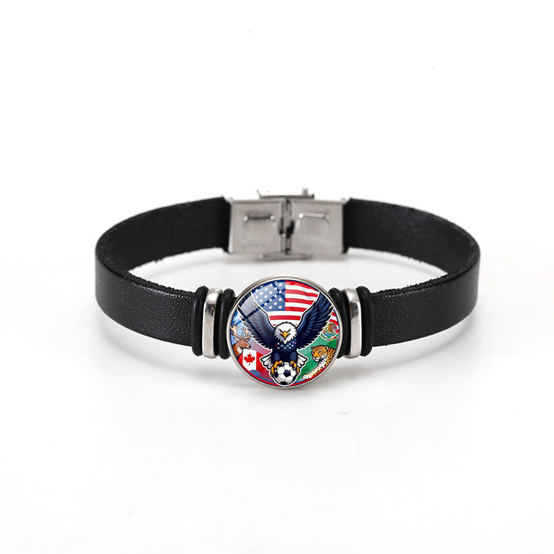 Bracciale Unisex con bottone a pressione in pelle placcata con forme geometriche alla moda