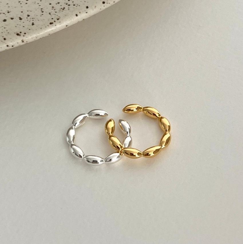 Minimalist Olive-Shaped 925 Sterling Silver Ring for Women Geometric Design