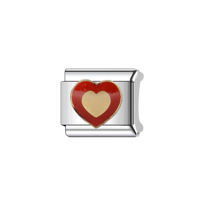 Sweet Streetwear Heart Stainless Steel Plated DIY Charm Bar Bracelet Accessories Unisex