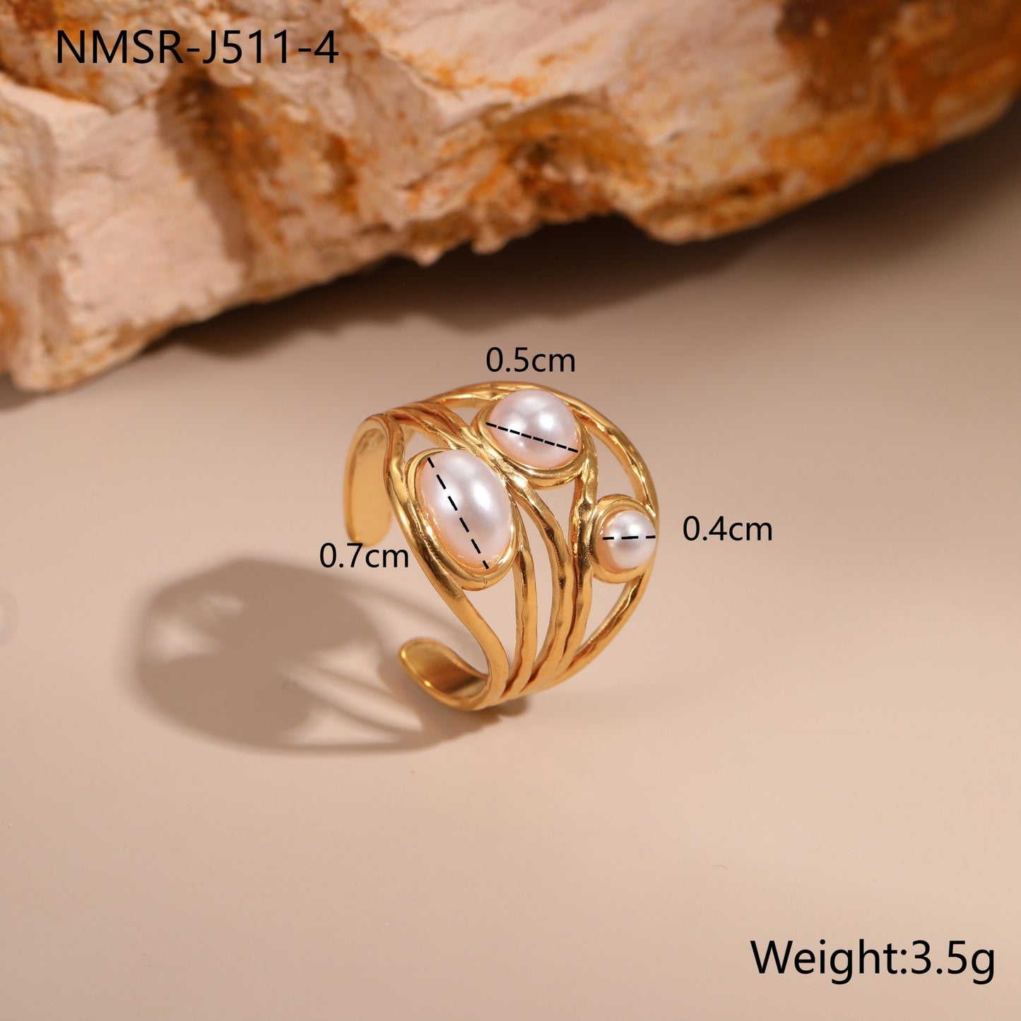Minimalist Geometric Stainless Steel Ring with 18K Gold Plating Adjustable Open Band Elegant Luxury Women's Jewelry