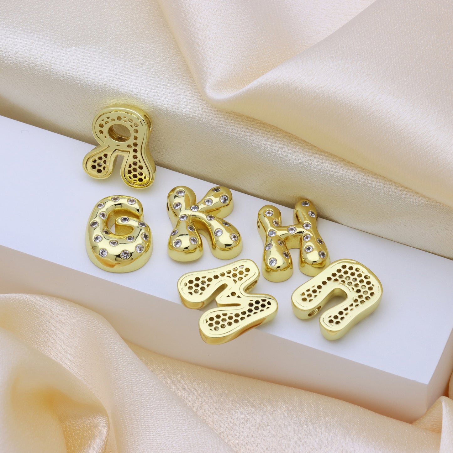 Sweet Plated Brass Letter Pendant Necklace with Cubic Zirconia Inlay for Women