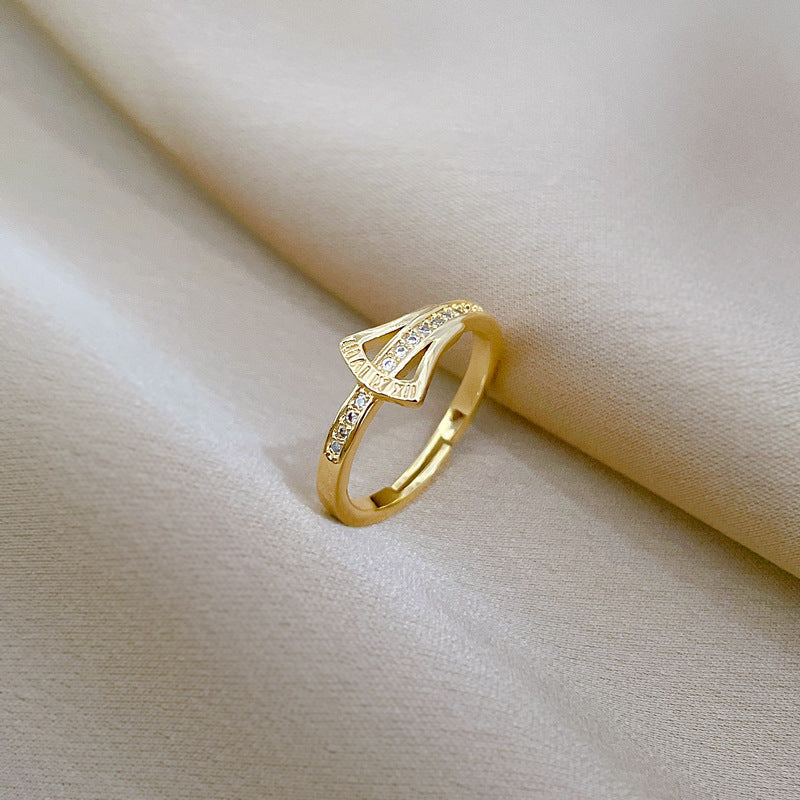 Anello in ottone a forma di corona in stile cartone animato con placcatura in oro da donna, gioielli minimalisti con fascia aperta regolabile