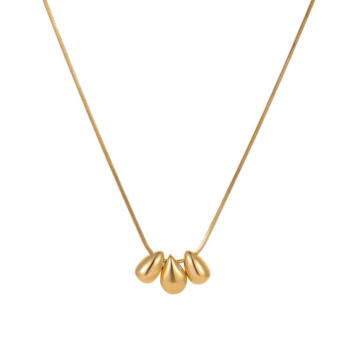 Collana da donna alla moda con gocce d'acqua geometriche in acciaio inossidabile e placcatura in oro 18 carati