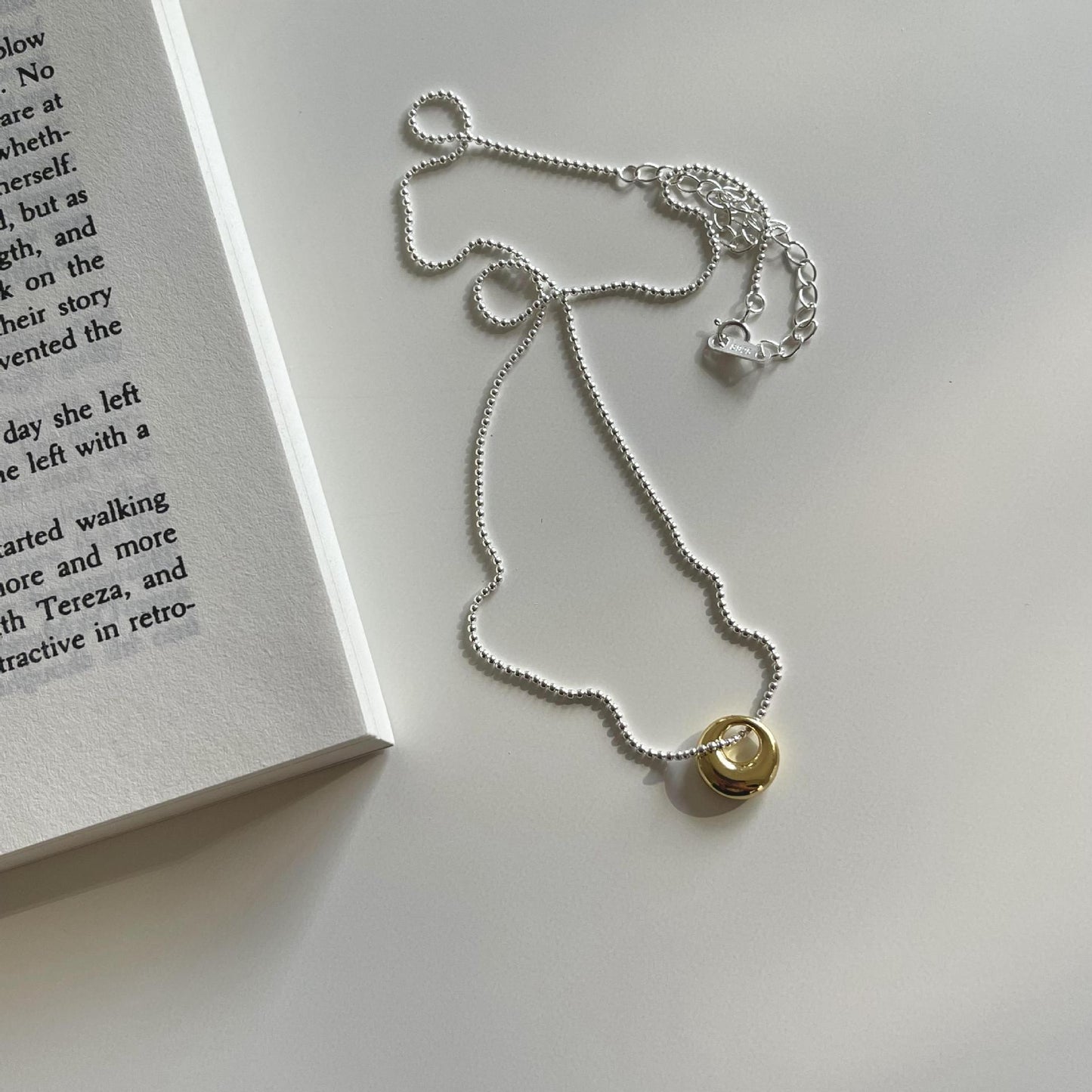 Minimalist 925 Sterling Silver Oval Geometric Necklace