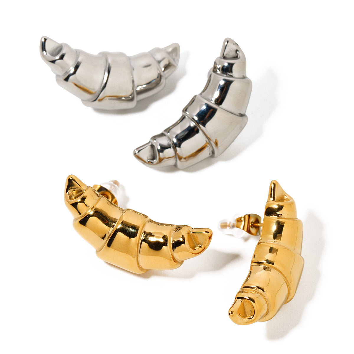 Fashionable Ins Style 18K Gold Plated Stainless Steel Geometric Hoop Earrings for Women