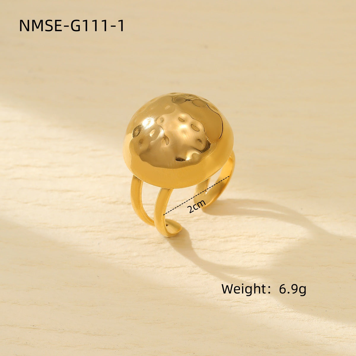 Anillo abierto vintage de acero inoxidable de lujo minimalista para mujer con acabado pulido y diseño circular geométrico
