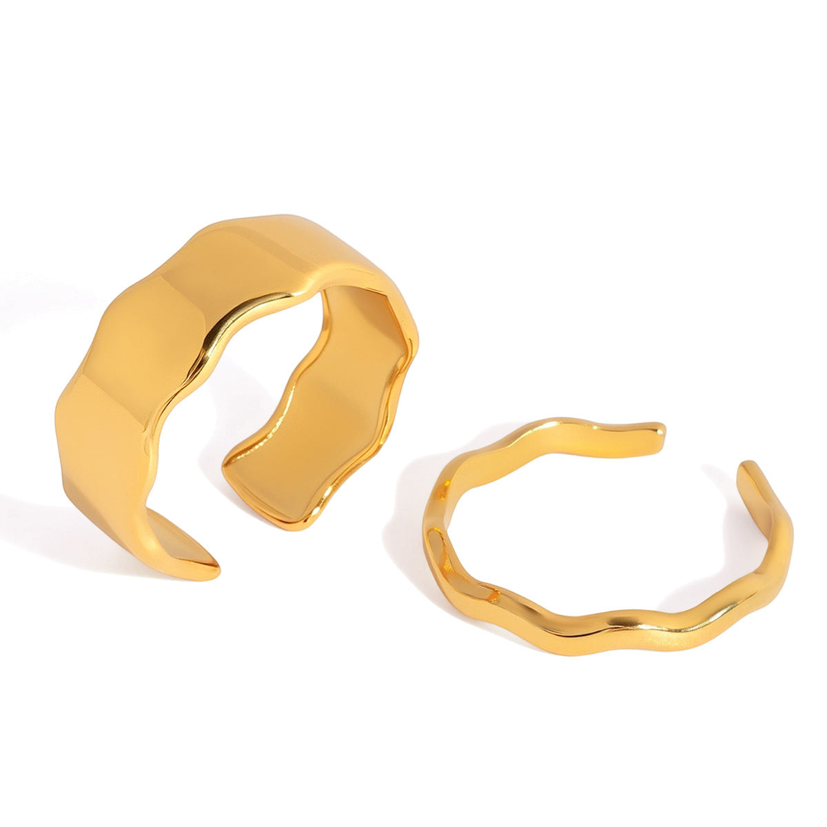 Anello da donna in acciaio inossidabile placcato oro 18 carati, geometrico, elegante e minimalista
