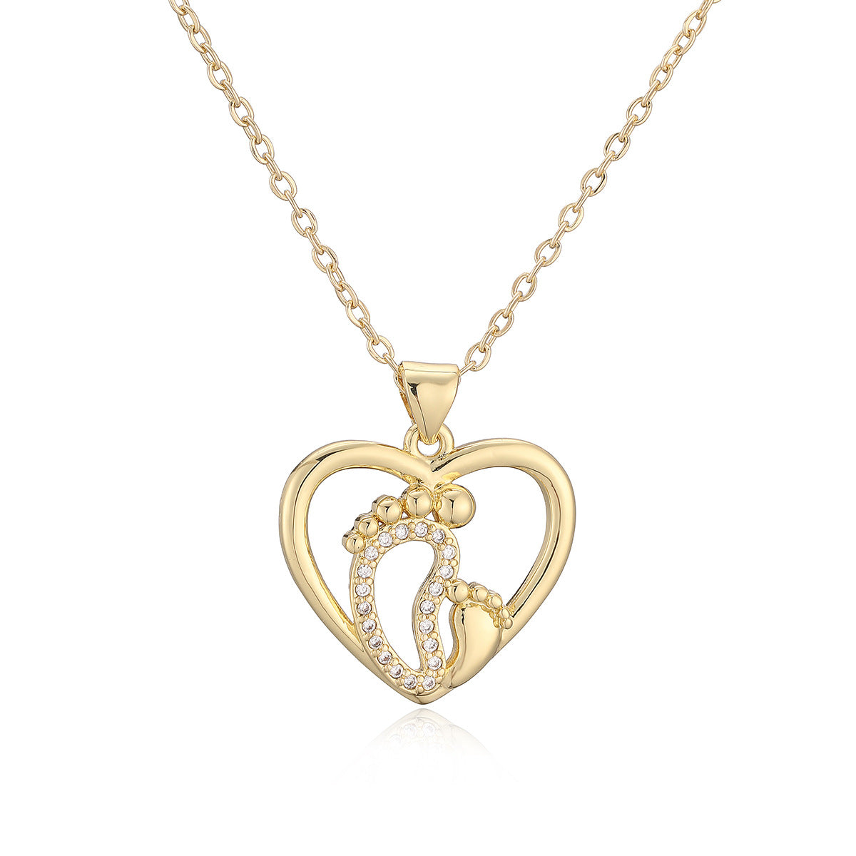 Minimalist Geometric Hollow Heart Brass Pendant Necklace for Women