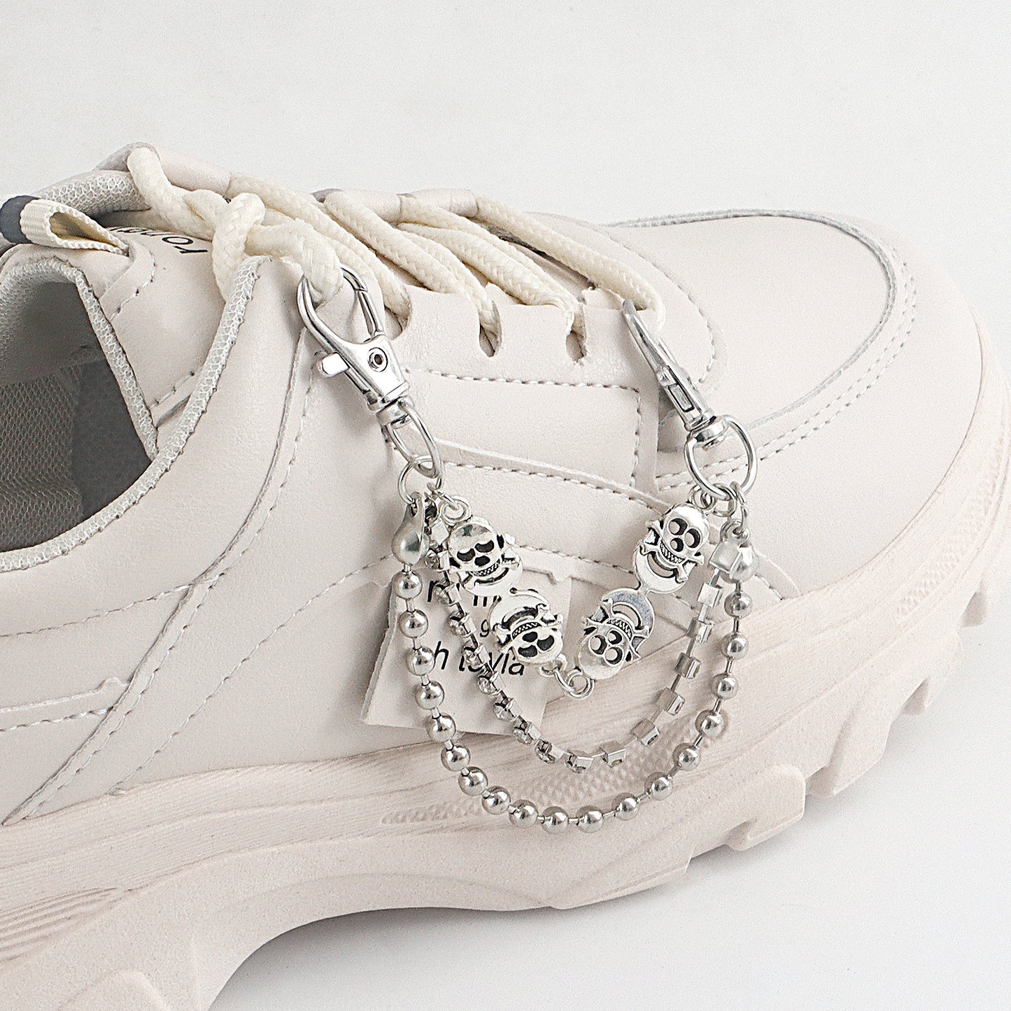 Geometric Skeleton Anklet in Alloy for Women with Round Bead Chain and Fashionable Sporty Design