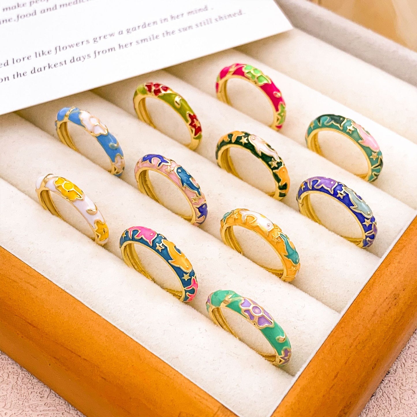 Vintage Sweet Floral Enamel Drip Oil Plated Alloy Adjustable Ring for Women