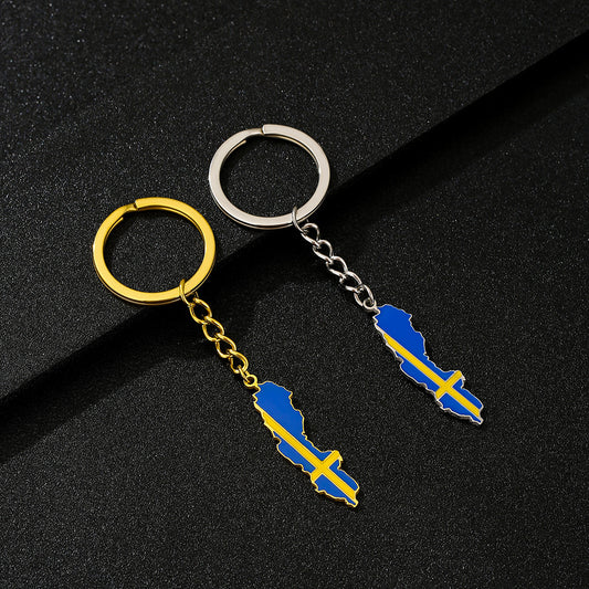 Vintage Enamel Scandinavian-Style Pendant Keychain for Men and Women Stainless Steel Unisex Accessory