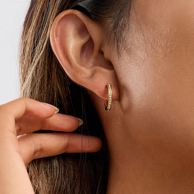 Orecchini a cerchio geometrici minimalisti di lusso in acciaio inossidabile placcato oro 18 carati da donna
