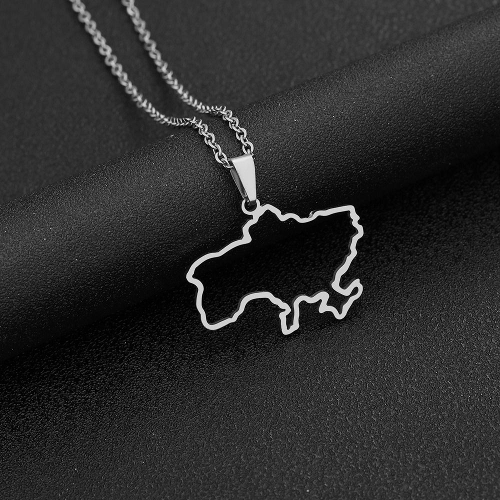 Collana con ciondolo geometrico etnico vintage da donna in acciaio inossidabile e titanio con finitura placcata, catena a O