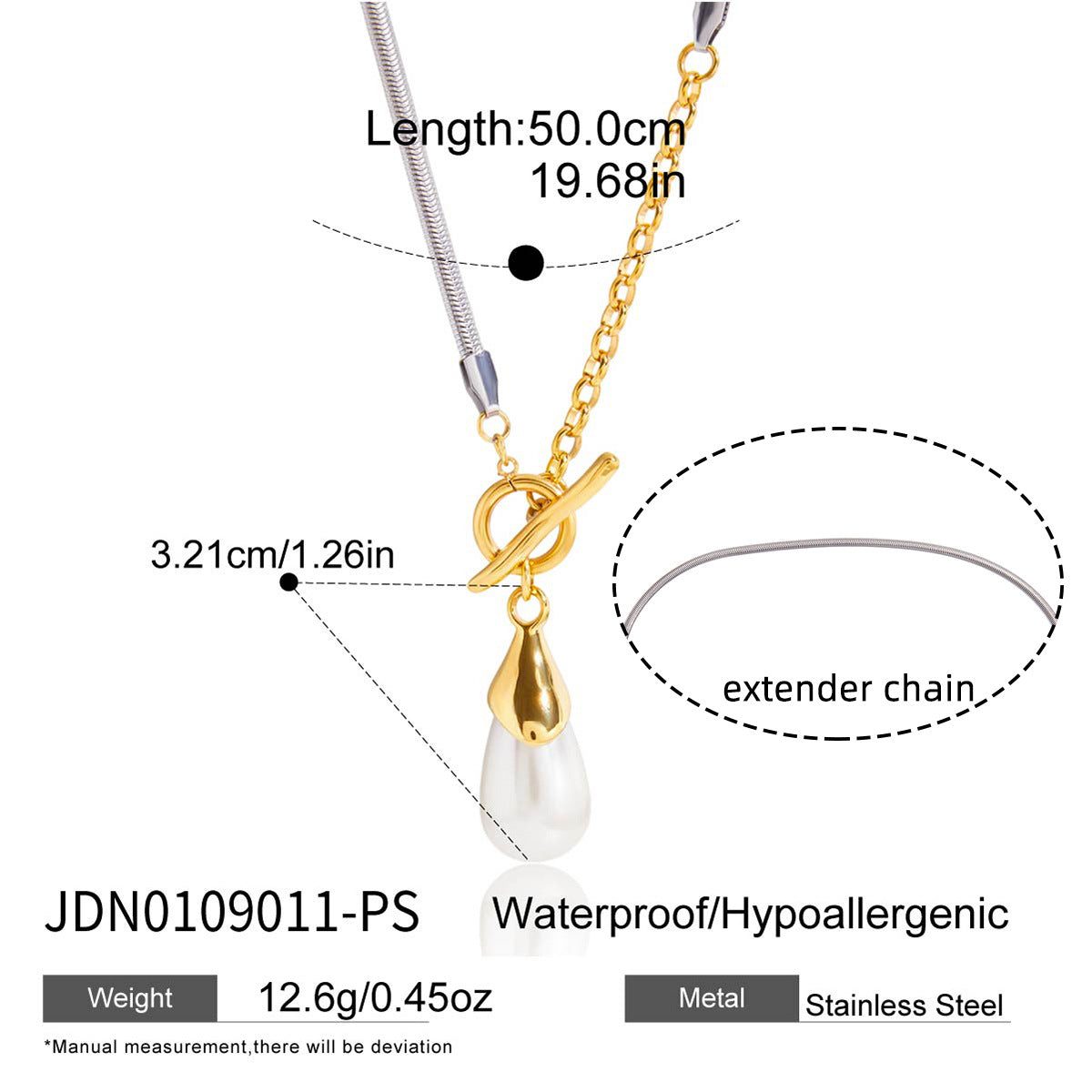 Collar de Perlas Geométricas de Acero de Titanio con Acabado Chapado para Mujer, Joyería Minimalista de Lujo