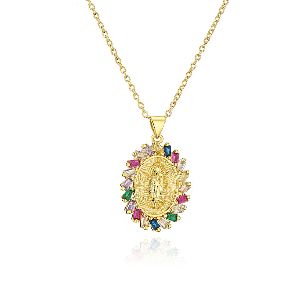Minimalist Geometric Maria Pendant Necklace for Women in Copper with 18K Gold Plating and Micro-Pave Zirconia