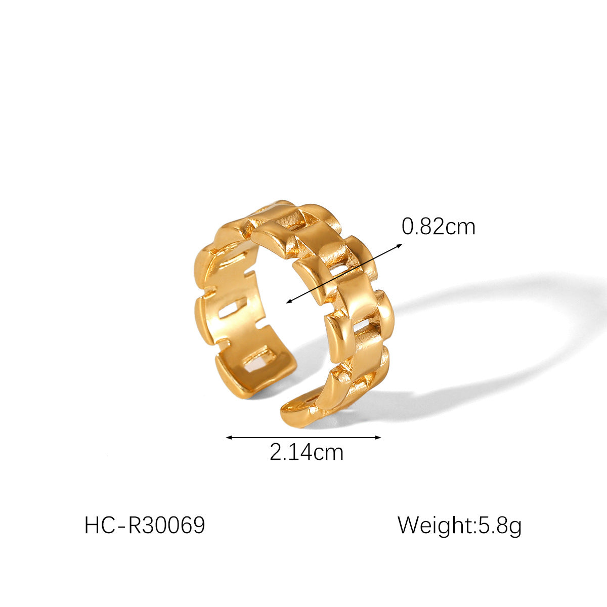 Anello aperto da donna in acciaio inossidabile placcato oro 18 carati a forma di cuore geometrico alla moda
