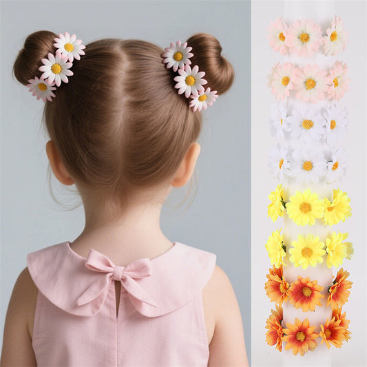 Diadema elástica floral para niñas con detalles de girasol de resina y ribete de encaje en tela