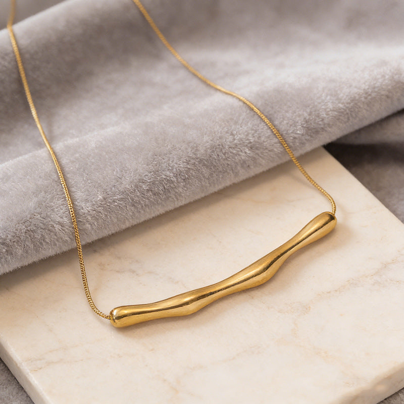 Minimalist Geometric Stainless Steel Plated Necklace with Snake Chain for Women