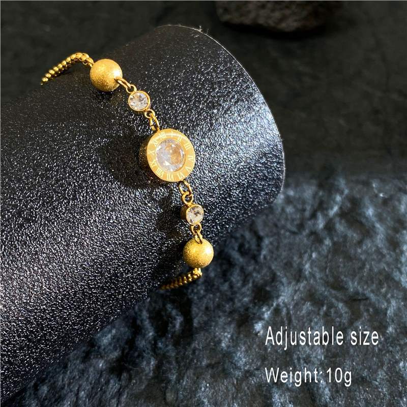 Original Design Geometric Four-Leaf Clover Bracelet in Titanium Steel with 18K Real Gold Plating Adjustable Pull-Chain for Unisex Wear