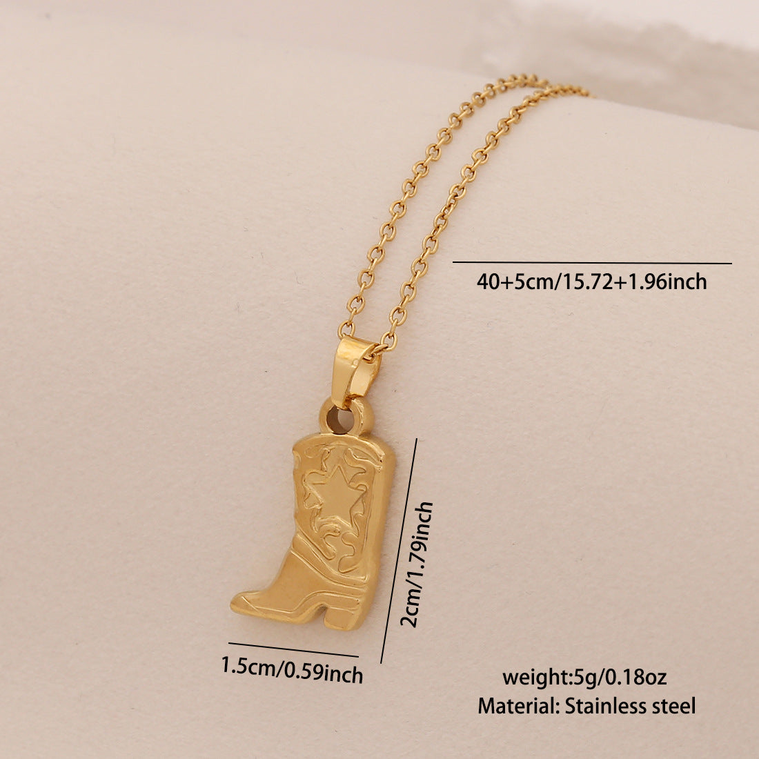 Collana con pendente a forma di stivale, in stile personalità, in acciaio inossidabile con finitura placcata per donna
