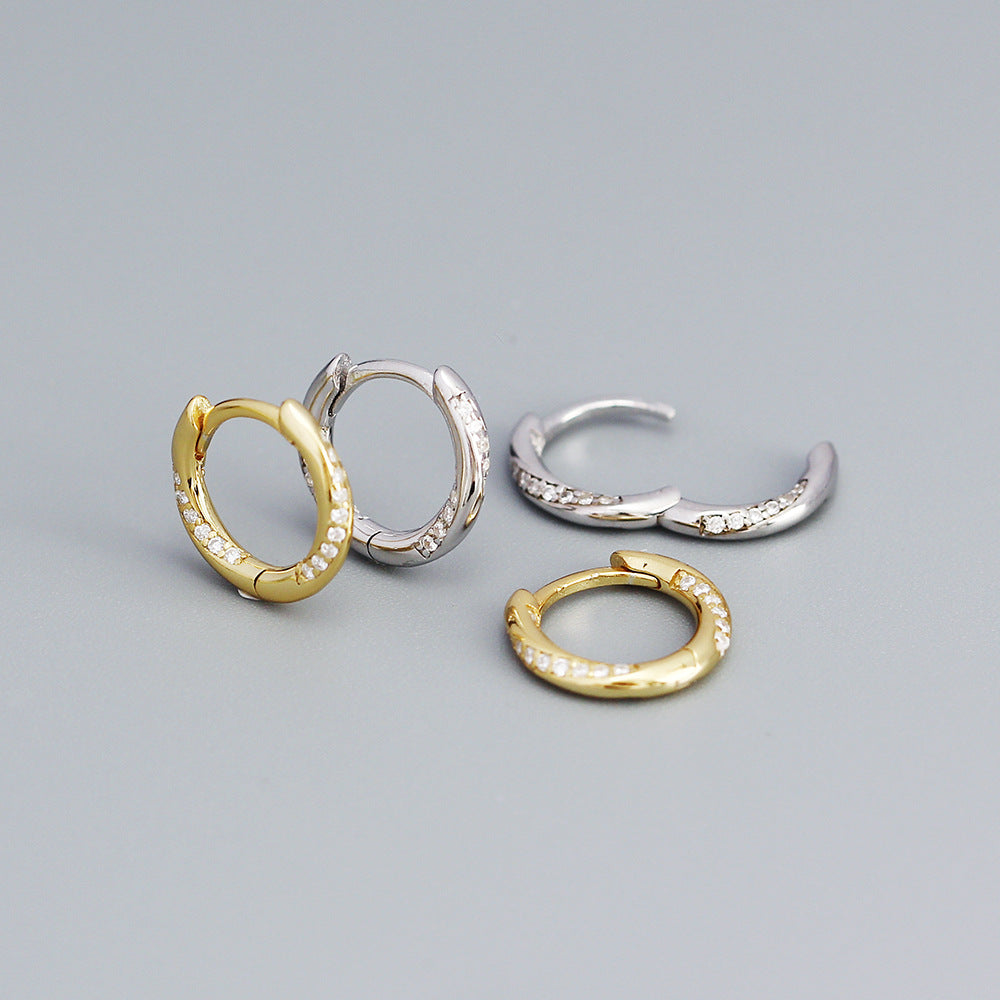 Orecchini a perno geometrici minimalisti in argento sterling 925 con design a spirale