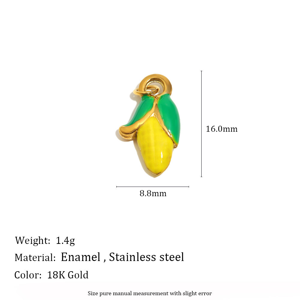 18K Gold Plated Stainless Steel Fruit Charm Bar