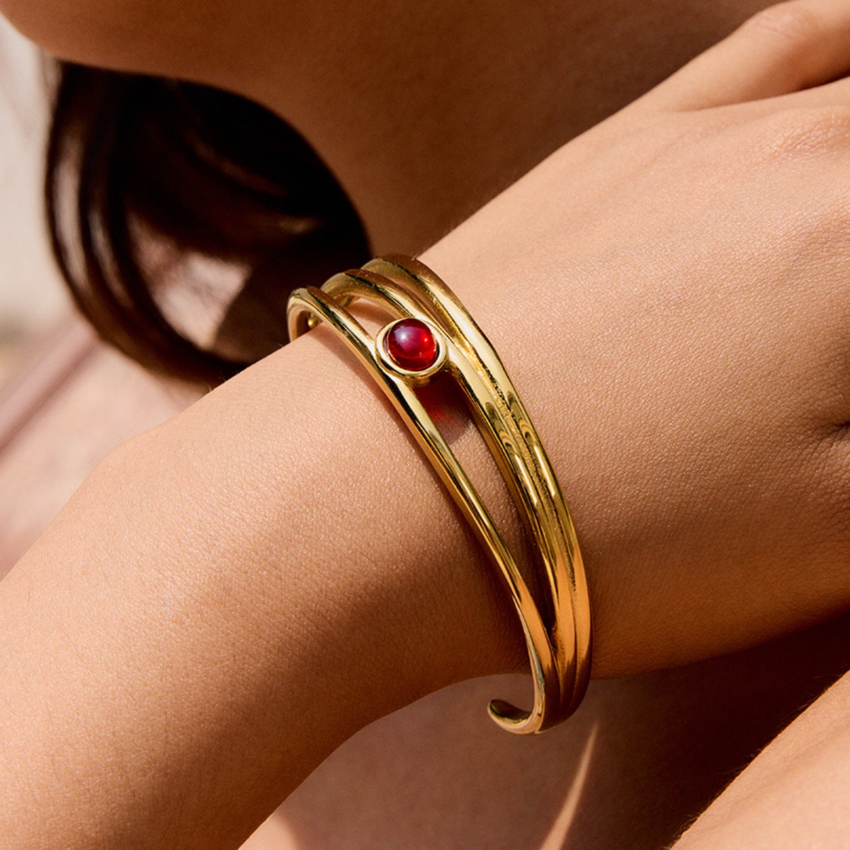 Bracciale minimalista in pietra naturale da donna, gioielli leggeri di lusso in acciaio inossidabile galvanizzato