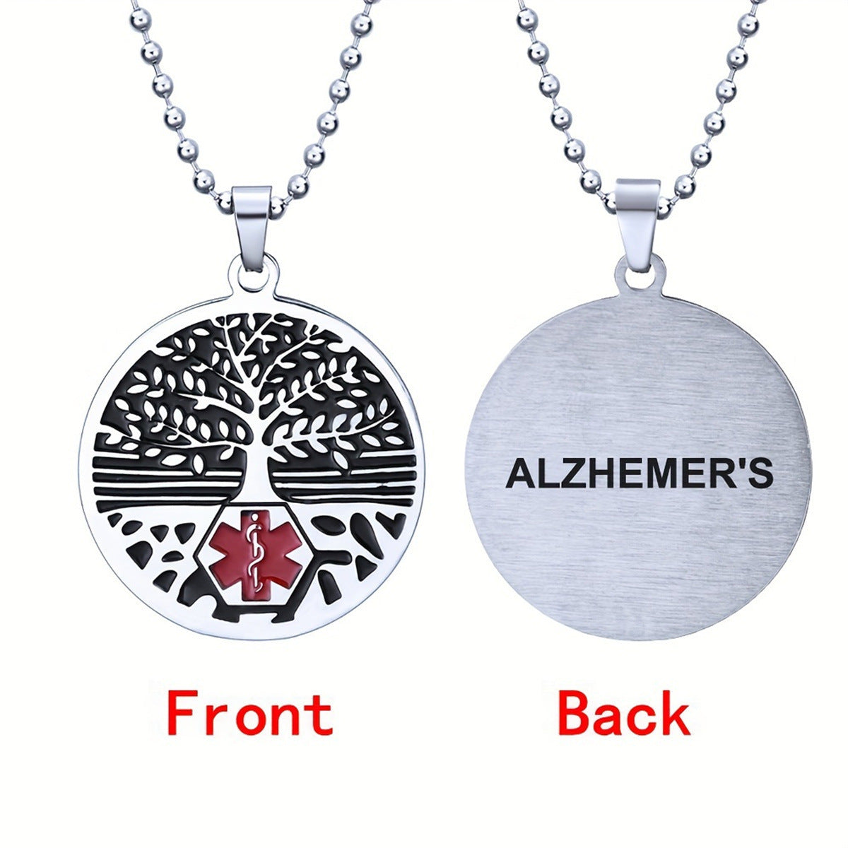 Elegant Geometric Tree of Life Pendant Necklace in Stainless Steel with Polished Titanium Steel Charm and Daisy Floral Accents for Women