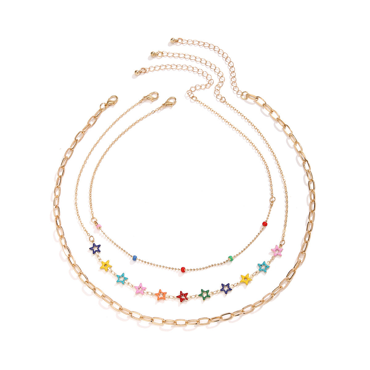Colorful Drip Oil Butterfly Pendant Alloy Curb Chain Necklace for Women