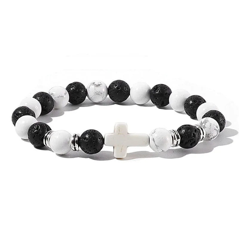 Minimalist Geometric Tiger Eye Turquoise Obsidian Beaded Bracelet Unisex Handmade Jewelry