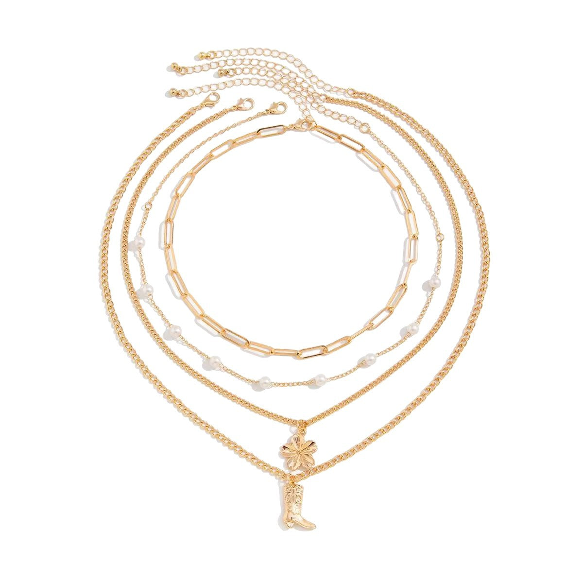 Casual Geometric Alloy Shell Starfish Pearl Pendant Necklace for Women