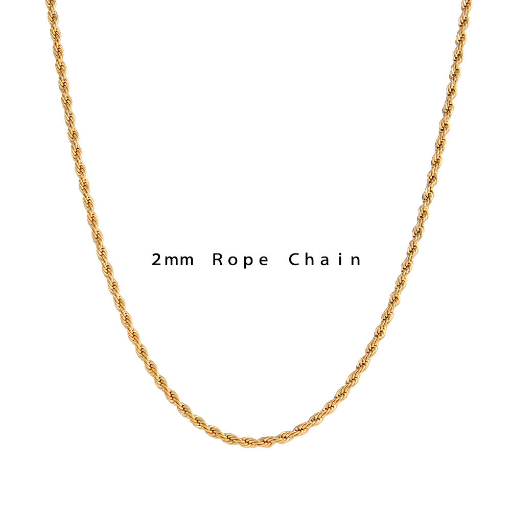 Minimalist Geometric Titanium Steel Twisted Chain Necklace for Women with 18K Gold Plating