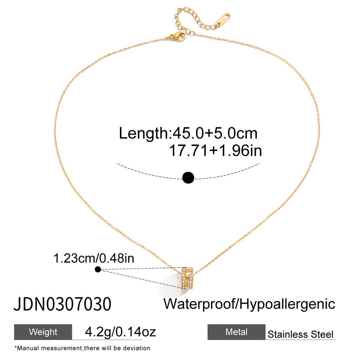 Collana con Ciondolo Geometrico Minimalista in Acciaio al Titanio Placcato per Donna