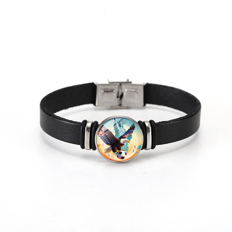 Bracciale Unisex con bottone a pressione in pelle placcata con forme geometriche alla moda