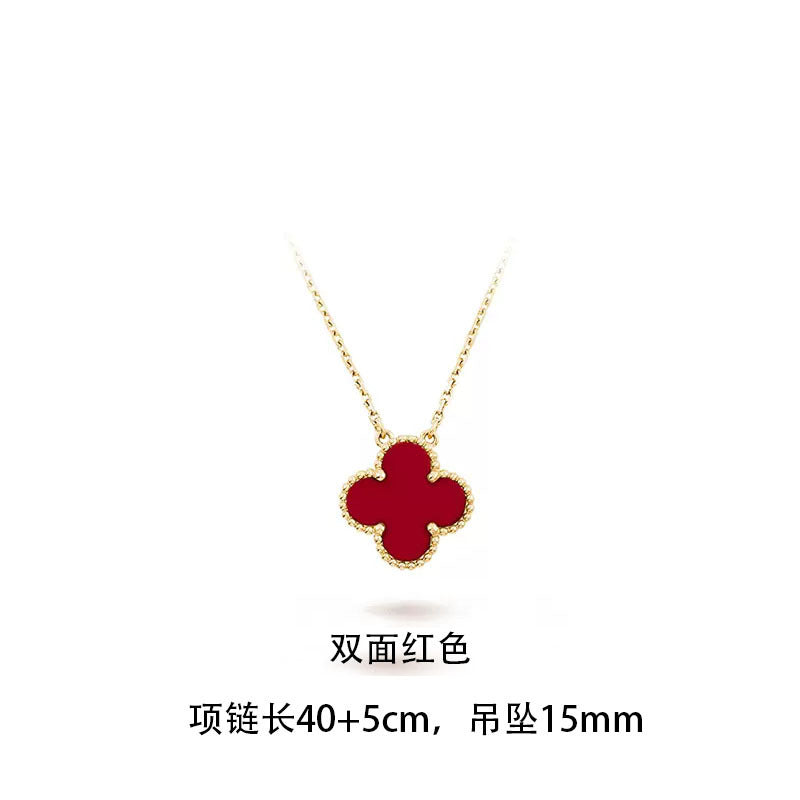 Pulsera minimalista de acero de titanio con forma de trébol e incrustaciones de nácar para mujer