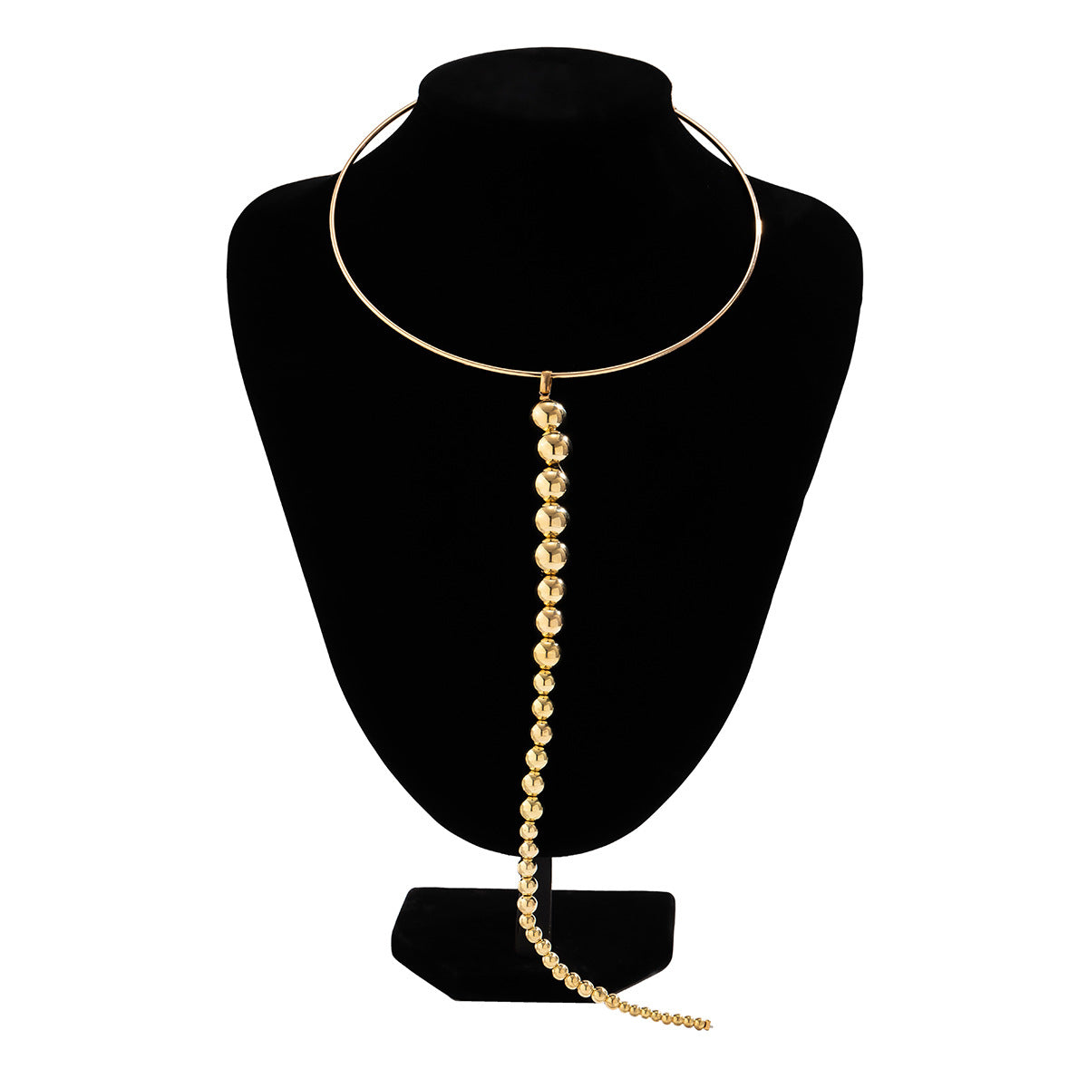 Collar estilo punk de plástico geométrico con colgante de cuentas lisas para mujer
