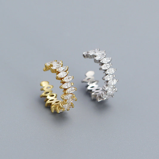Orecchini a clip a forma di U geometrici minimalisti da donna in argento sterling 925 con finitura placcata