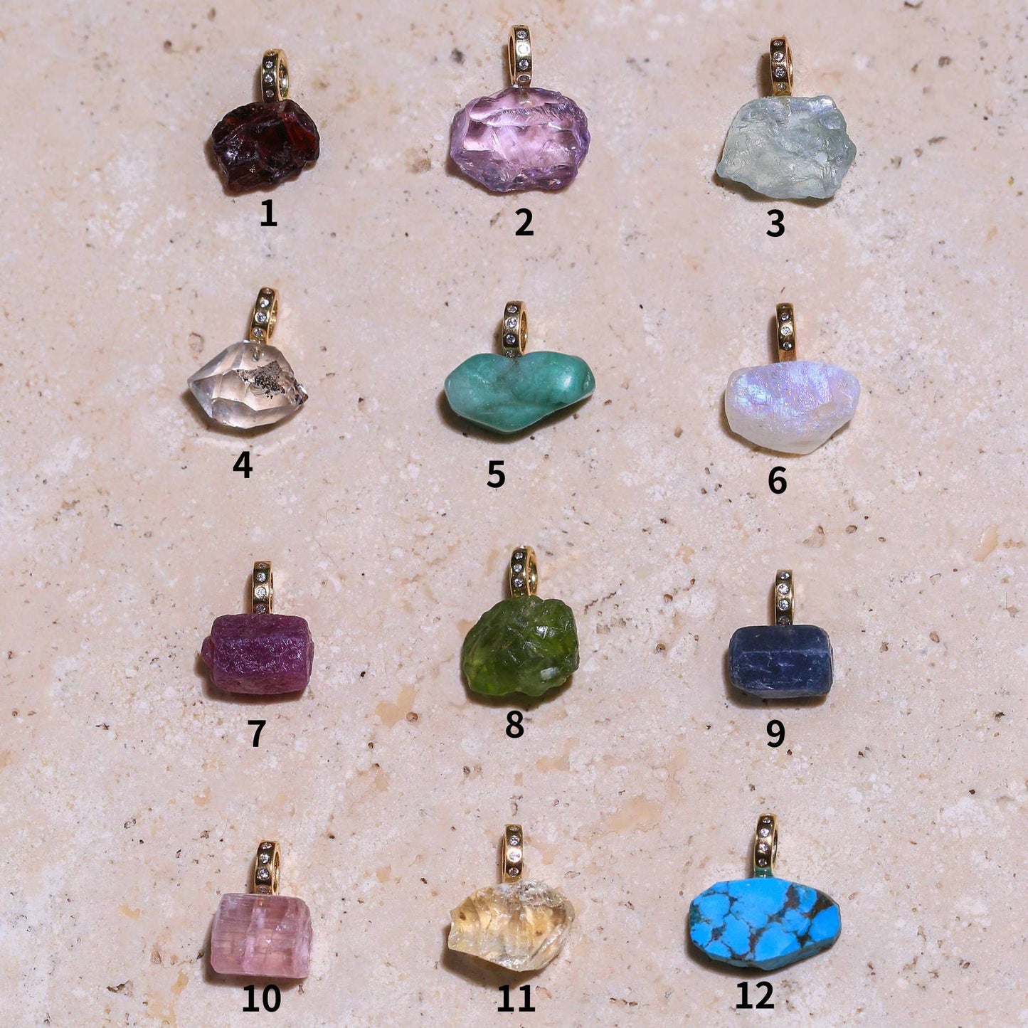 Charm Bar Fai da Te Vintage in Ottone Placcato Oro con Pietra Turchese Naturale Geometrica