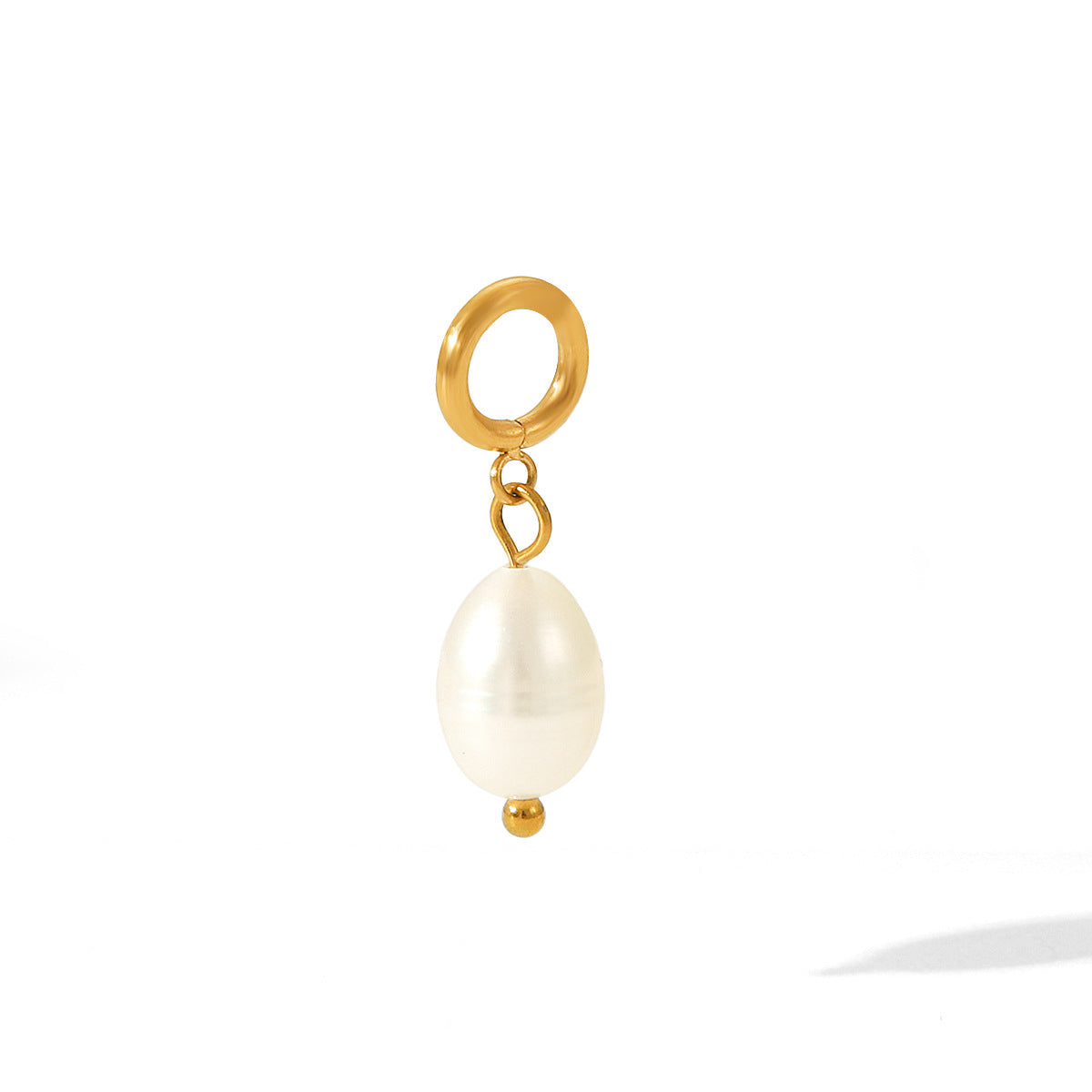 Luxury Minimalist Round Gold Plated Stainless Steel Freshwater Pearl Charm Bar
