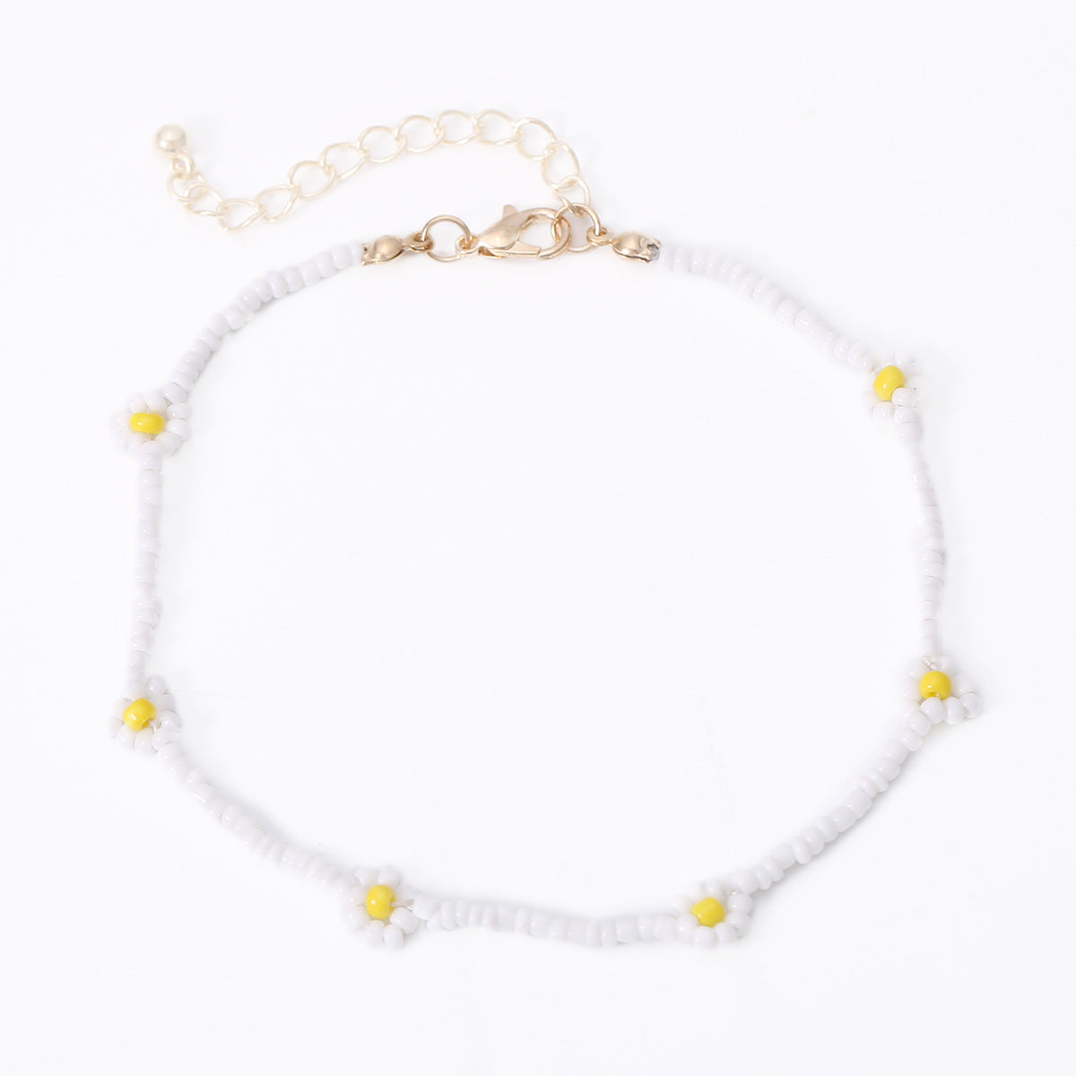 Collana di perline a margherita geometrica fatta a mano, catena di perline rotonde colorate intrecciate, gioielli da donna freschi e dolci