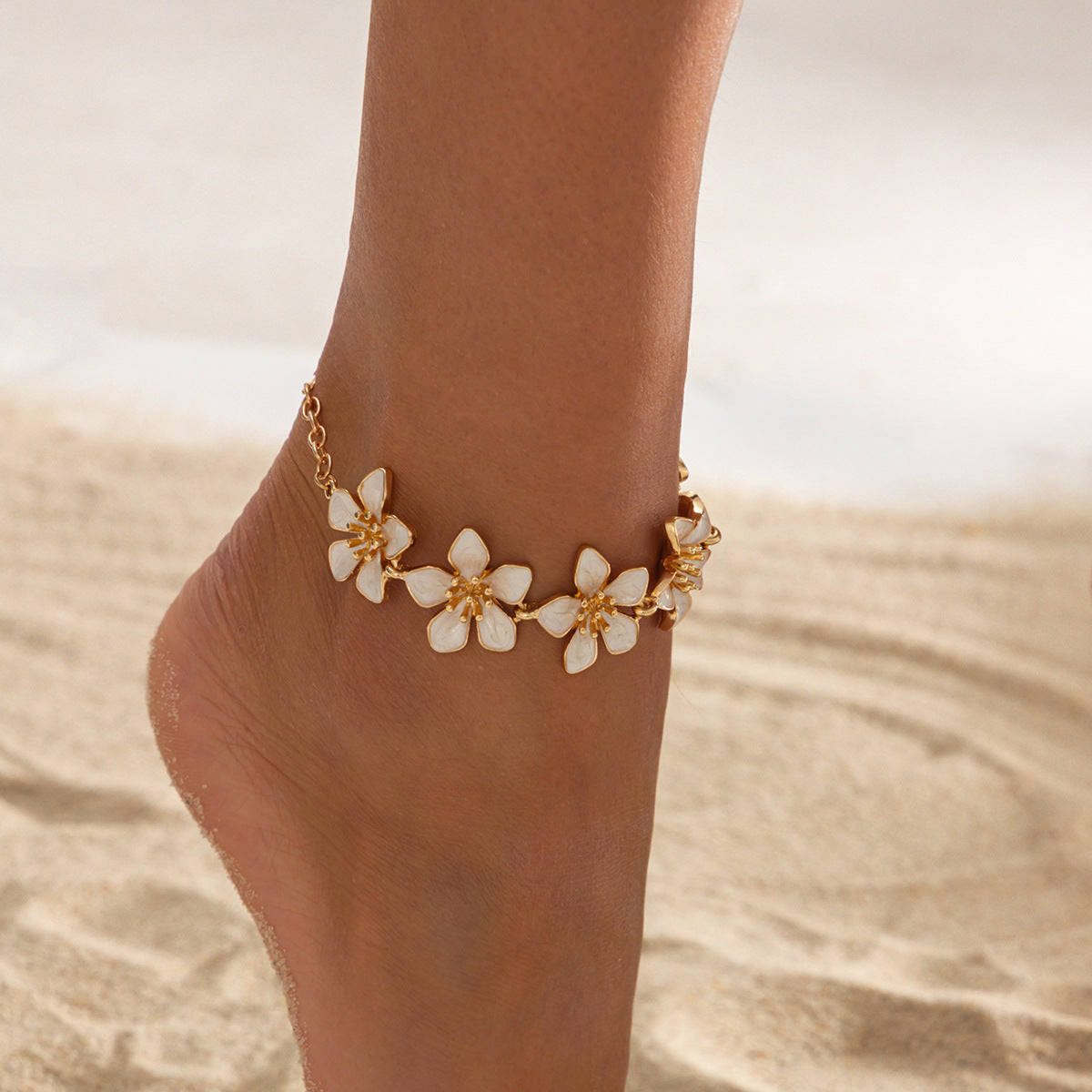 Fashion Drip Oil Floral Zinc Alloy Anklet for Women
